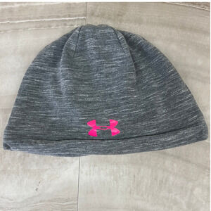 Under Armour Storm Winter Beanie Skull Cap Hat Lined Gray Logo Pink Womens OS